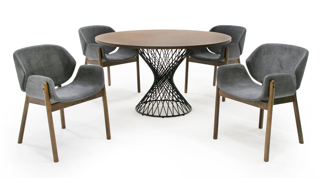 Theresa Modern Round Walnut  and  Black Table
