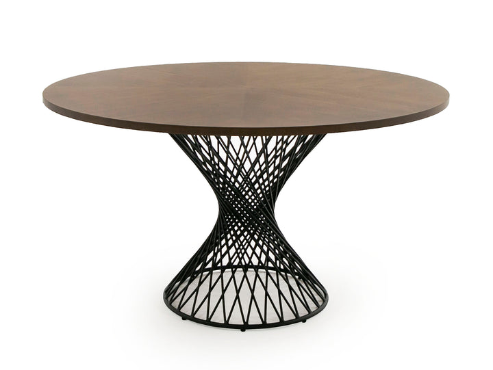 Theresa Modern Round Walnut &amp; Black Table
