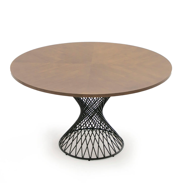 Theresa Modern Round Walnut &amp; Black Table