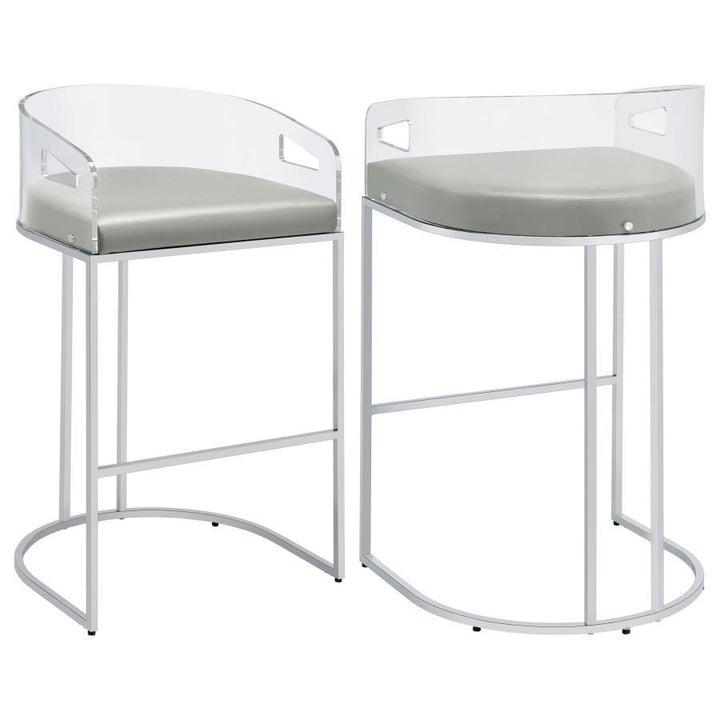 Thermosolis - Clear Acrylic Bar Chair (Set of 2) - Chrome Stool Set modern furniture Contempo Furniture