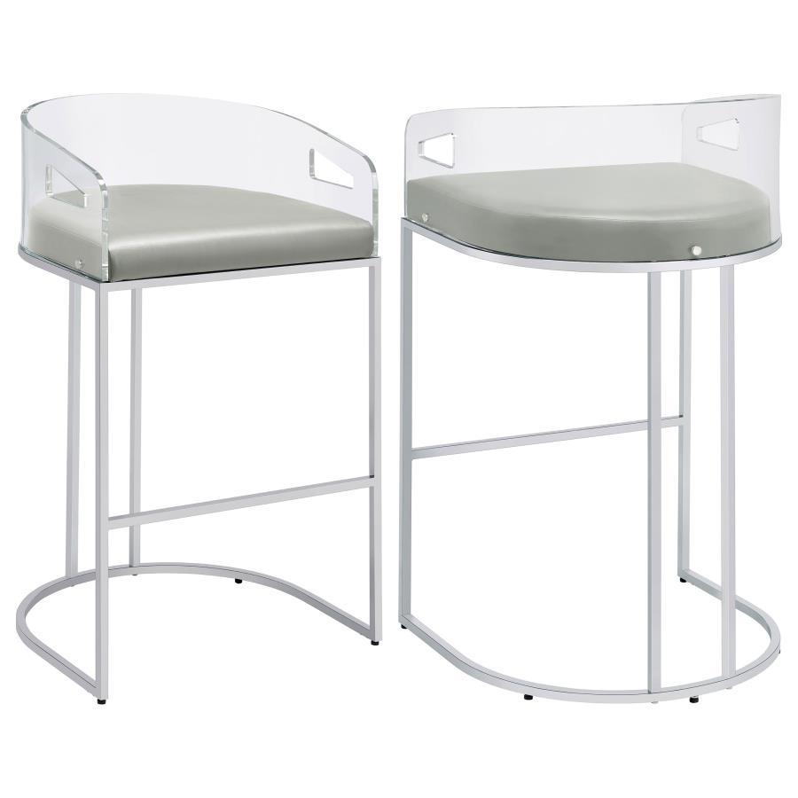 Thermosolis - Clear Acrylic Bar Chair (Set of 2) - Chrome Stool Set modern furniture Contempo Furniture
