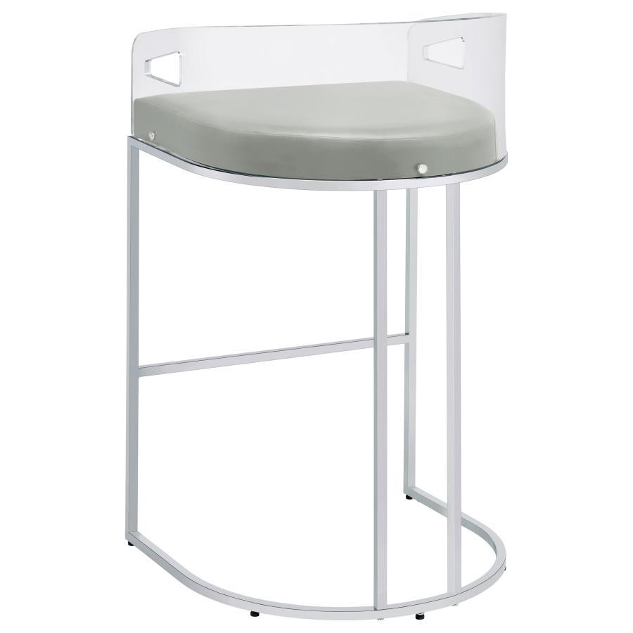 Thermosolis - Clear Acrylic Bar Chair (Set of 2) - Chrome Stool Set modern furniture Contempo Furniture
