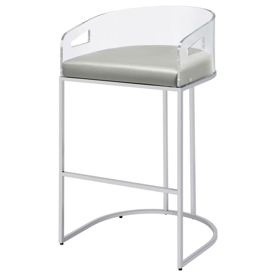 Thermosolis - Clear Acrylic Bar Chair (Set of 2) - Chrome Stool Set modern furniture Contempo Furniture