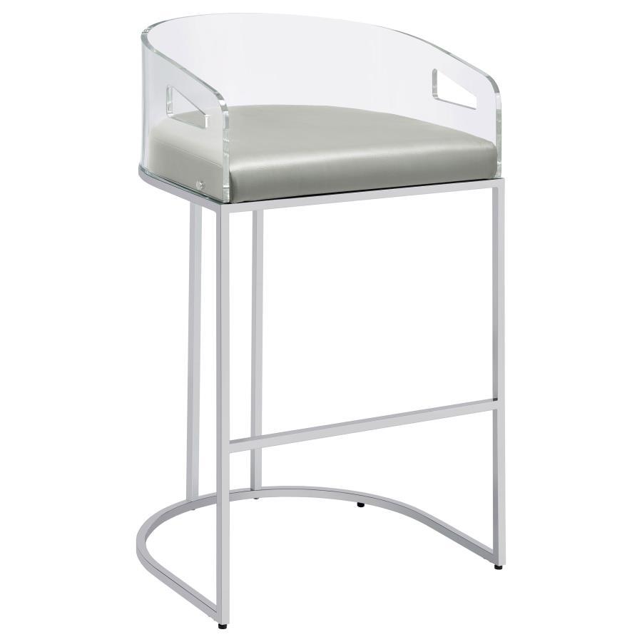 Thermosolis - Clear Acrylic Bar Chair (Set of 2) - Chrome Stool Set modern furniture Contempo Furniture