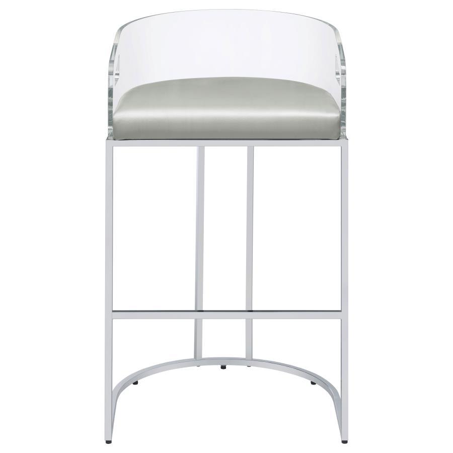 Thermosolis - Clear Acrylic Bar Chair (Set of 2) - Chrome Stool Set modern furniture Contempo Furniture