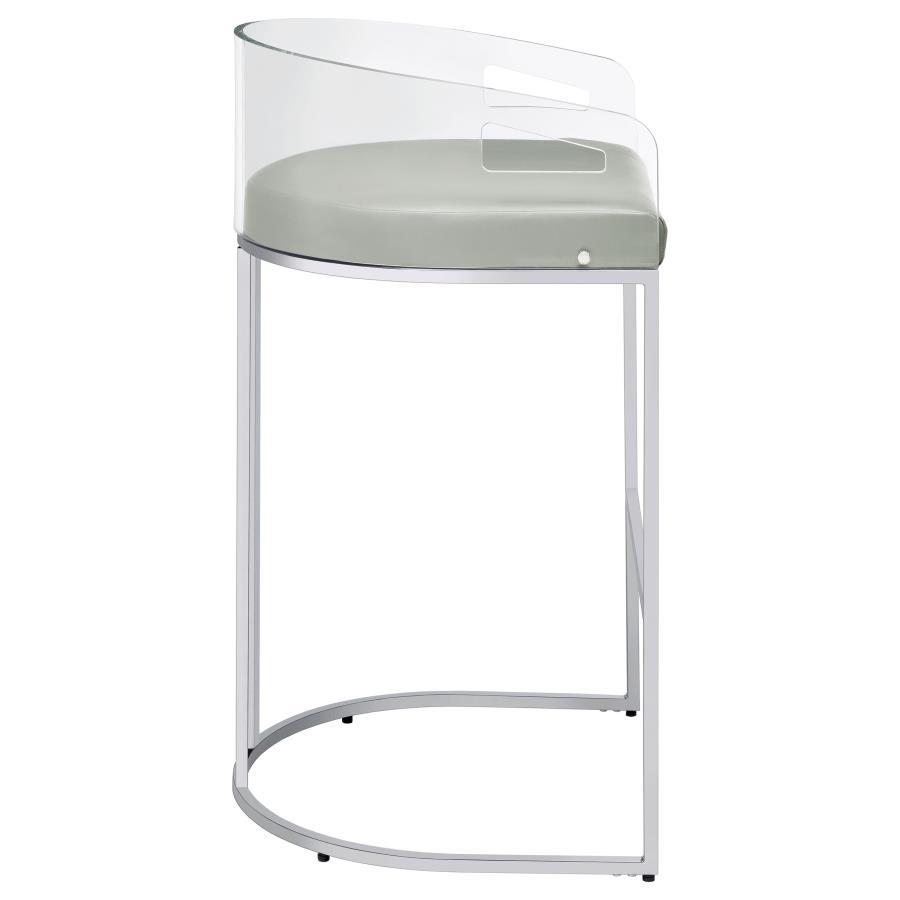 Thermosolis - Clear Acrylic Bar Chair (Set of 2) - Chrome Stool Set modern furniture Contempo Furniture