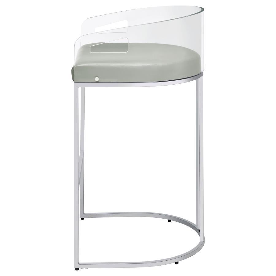 Thermosolis - Clear Acrylic Bar Chair (Set of 2) - Chrome Stool Set modern furniture Contempo Furniture