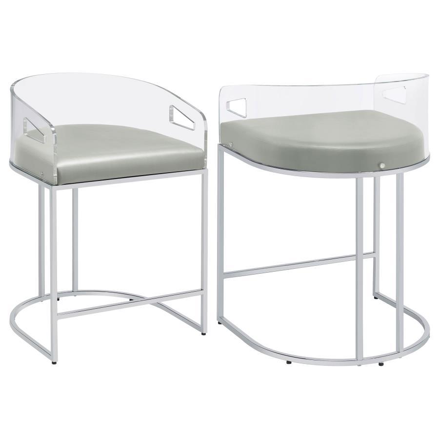 Thermosolis - Clear Acrylic Counter Chair (Set of 2) - Chrome Stool Set modern furniture Contempo Furniture