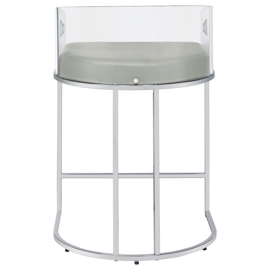Thermosolis - Clear Acrylic Counter Chair (Set of 2) - Chrome Stool Set modern furniture Contempo Furniture