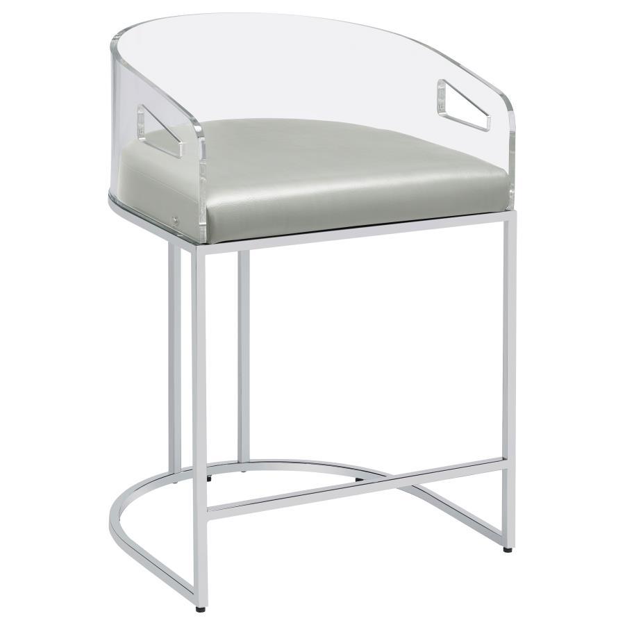 Thermosolis - Clear Acrylic Counter Chair (Set of 2) - Chrome Stool Set modern furniture Contempo Furniture