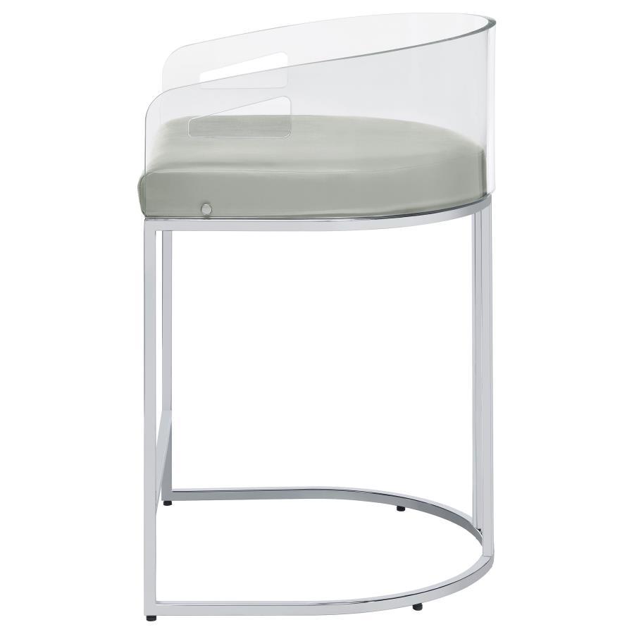 Thermosolis - Clear Acrylic Counter Chair (Set of 2) - Chrome Stool Set modern furniture Contempo Furniture