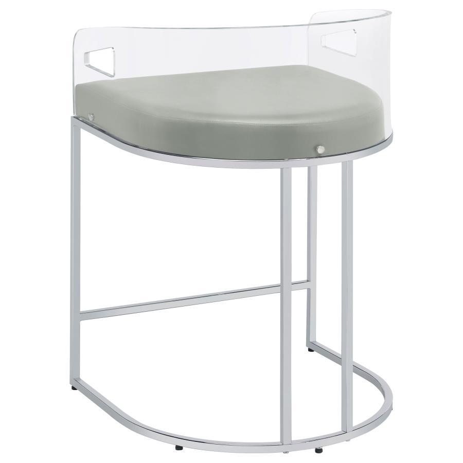 Thermosolis - Clear Acrylic Counter Chair (Set of 2) - Chrome Stool Set modern furniture Contempo Furniture