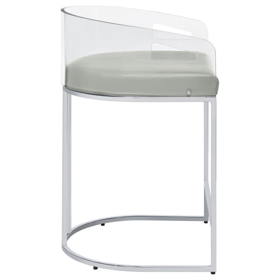 Thermosolis - Clear Acrylic Counter Chair (Set of 2) - Chrome Stool Set modern furniture Contempo Furniture