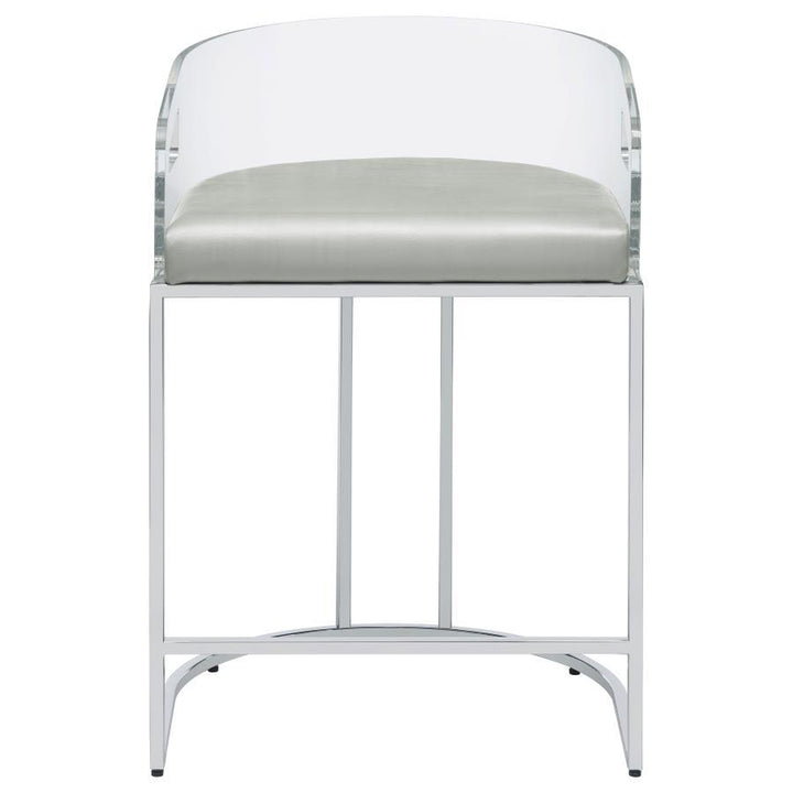 Thermosolis - Clear Acrylic Counter Chair (Set of 2) - Chrome Stool Set modern furniture Contempo Furniture