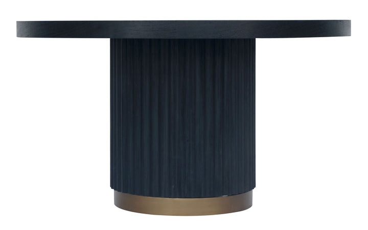 Modus Furniture 8Zu562 Kentfield Wood And Metal Round Dining Table In Black Drift Oak And Brass