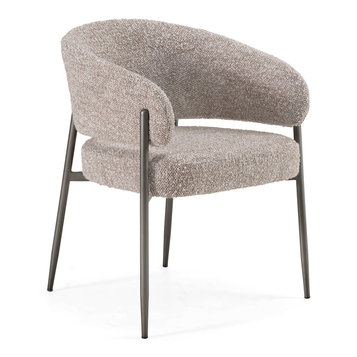 Thomas - Modern Grey Fabric + Pewter Dining Chair