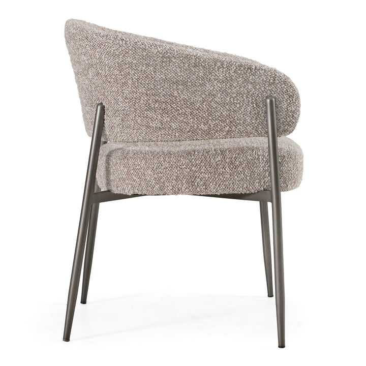 Thomas - Modern Grey Fabric + Pewter Dining Chair