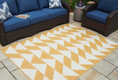 Thomley 8' x 10' Rug - Yellow Indoor/Outdoor Rug modern furniture Contempo Furniture