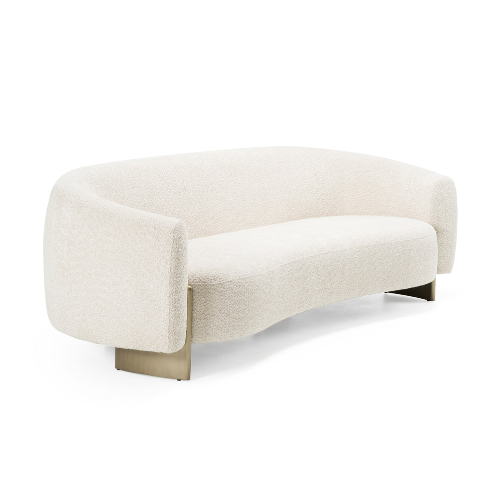 Thrive - Modern Beige Fabric + Antique Brass Sofa - View 2