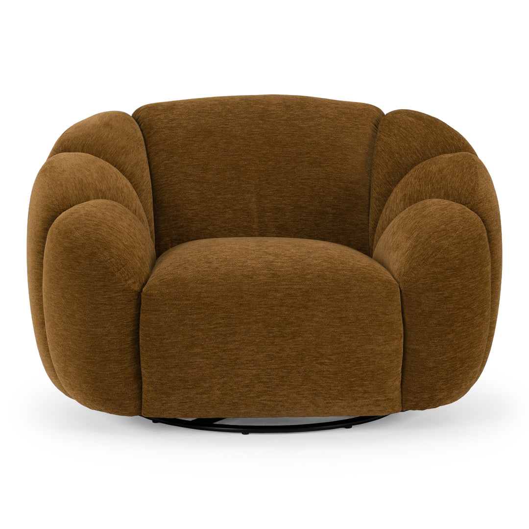 Thune - Modern Brown Fabric Swivel Accent Chair
