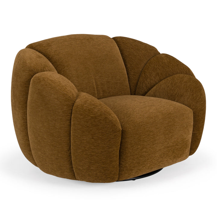 Thune - Modern Brown Fabric Swivel Accent Chair