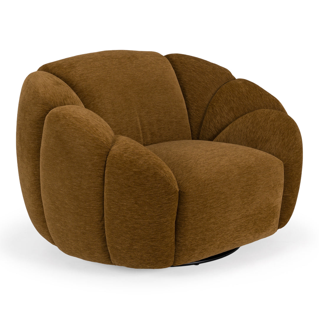 Thune - Modern Brown Fabric Swivel Accent Chair