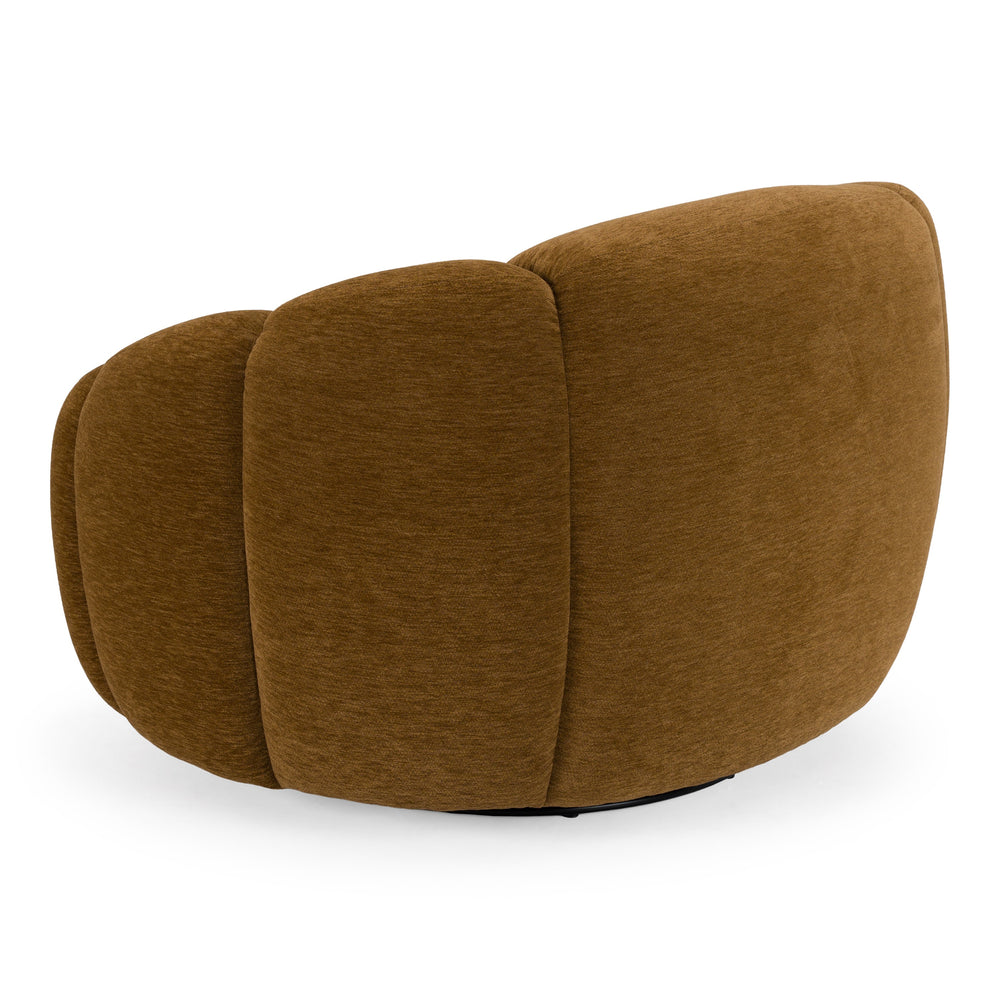 Thune - Modern Brown Fabric Swivel Accent Chair - View 5