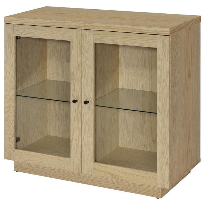 Tilbury - 2 - Door Glass Front Accent Display Cabinet - Light Oak Display Cabinet modern furniture Contempo Furniture
