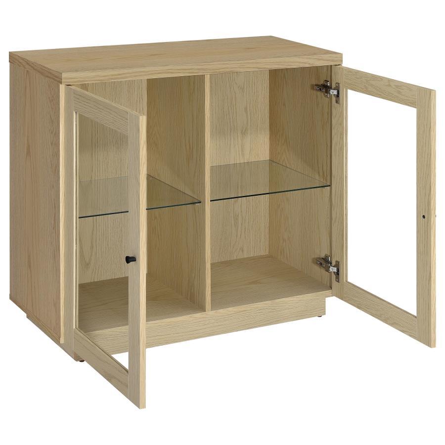 Tilbury - 2 - Door Glass Front Accent Display Cabinet - Light Oak Display Cabinet modern furniture Contempo Furniture