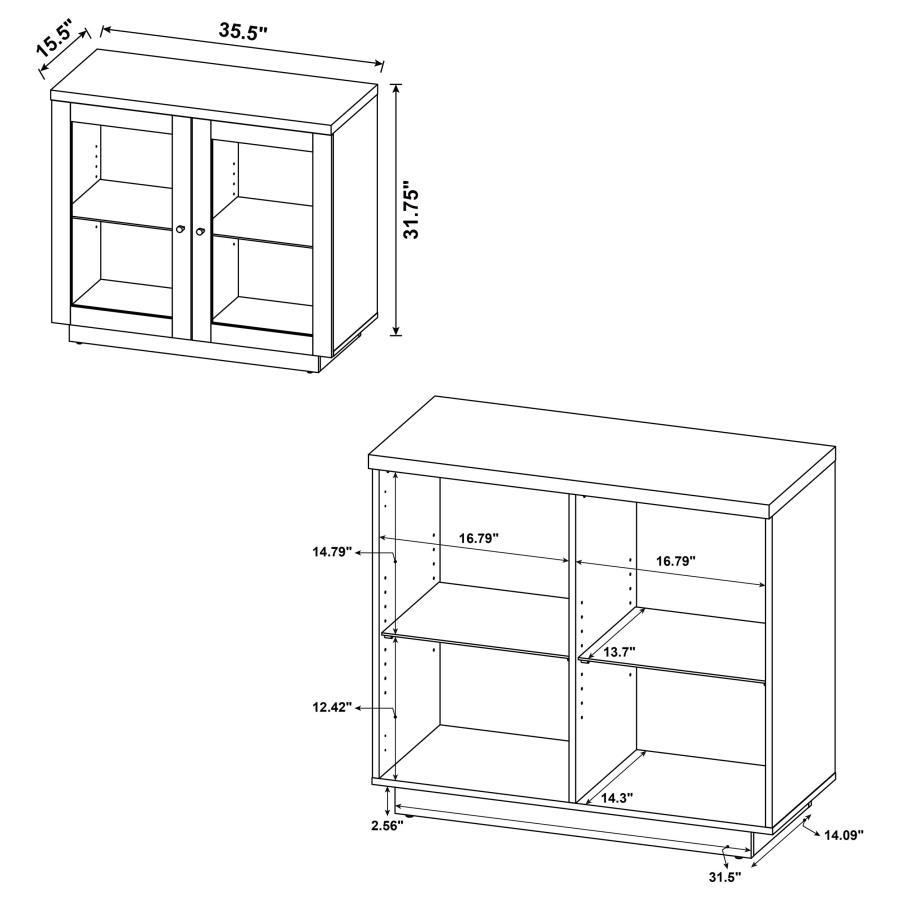 Tilbury - 2 - Door Glass Front Accent Display Cabinet - Light Oak Display Cabinet modern furniture Contempo Furniture
