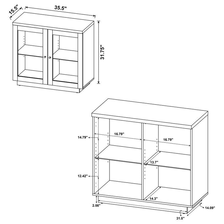 Tilbury - 2 - Door Glass Front Accent Display Cabinet - Light Oak Display Cabinet modern furniture Contempo Furniture