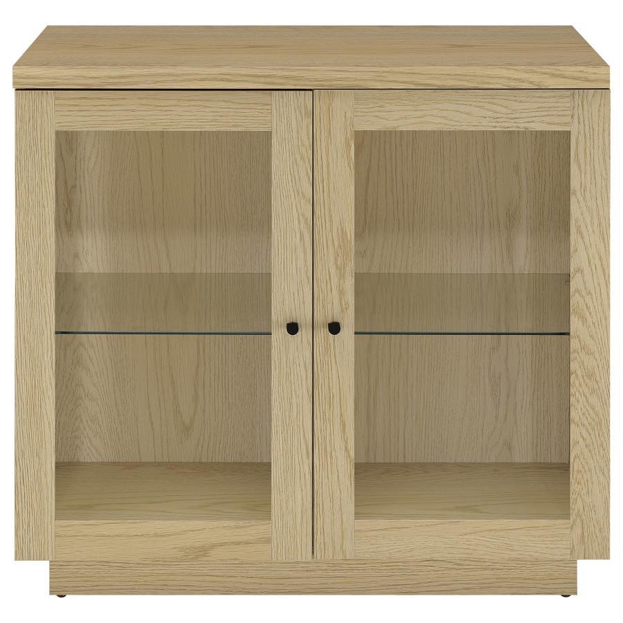 Tilbury - 2 - Door Glass Front Accent Display Cabinet - Light Oak Display Cabinet modern furniture Contempo Furniture