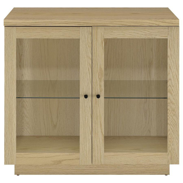 Tilbury - 2 - Door Glass Front Accent Display Cabinet - Light Oak Display Cabinet modern furniture Contempo Furniture