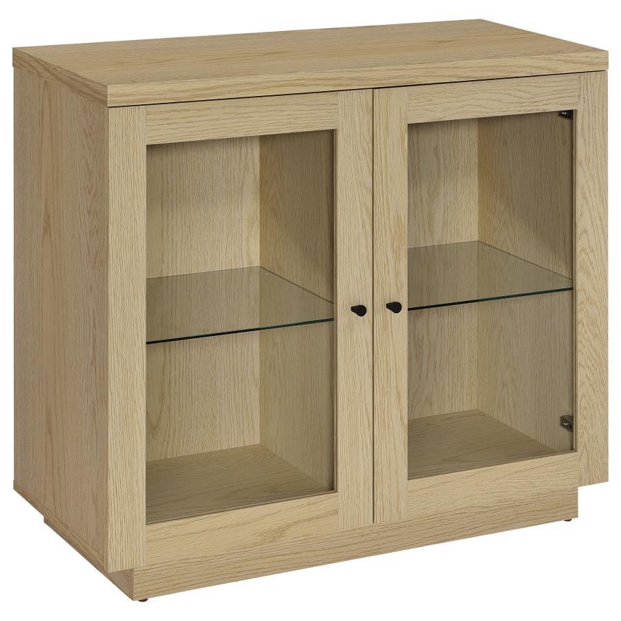 Tilbury - 2 - Door Glass Front Accent Display Cabinet - Light Oak Display Cabinet modern furniture Contempo Furniture