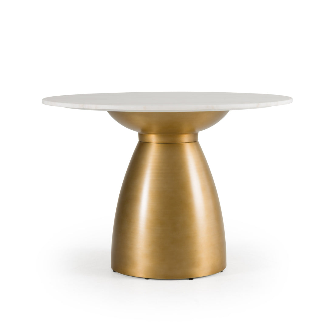 Tilly  Glam White Marble + Gold Round Dining Table
