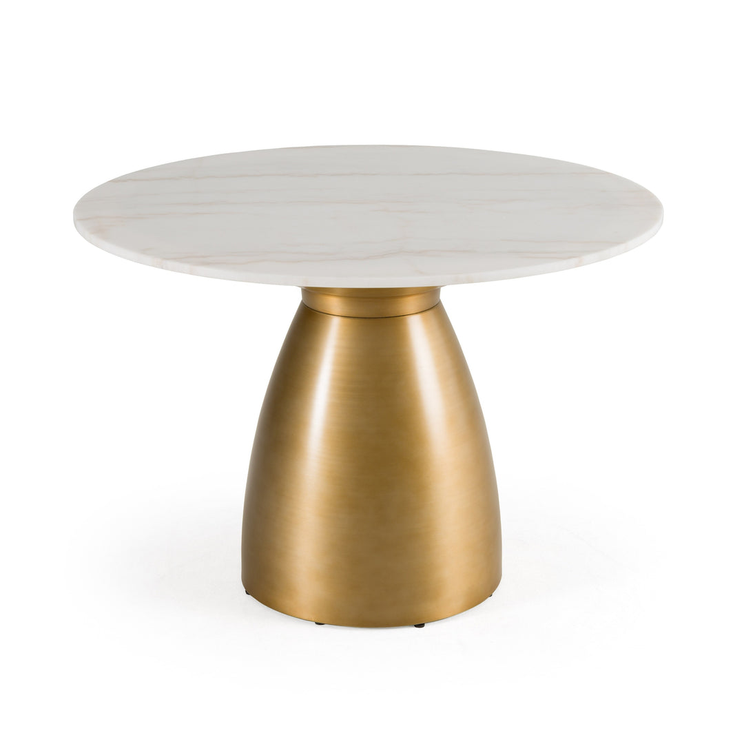 Tilly  Glam White Marble + Gold Round Dining Table