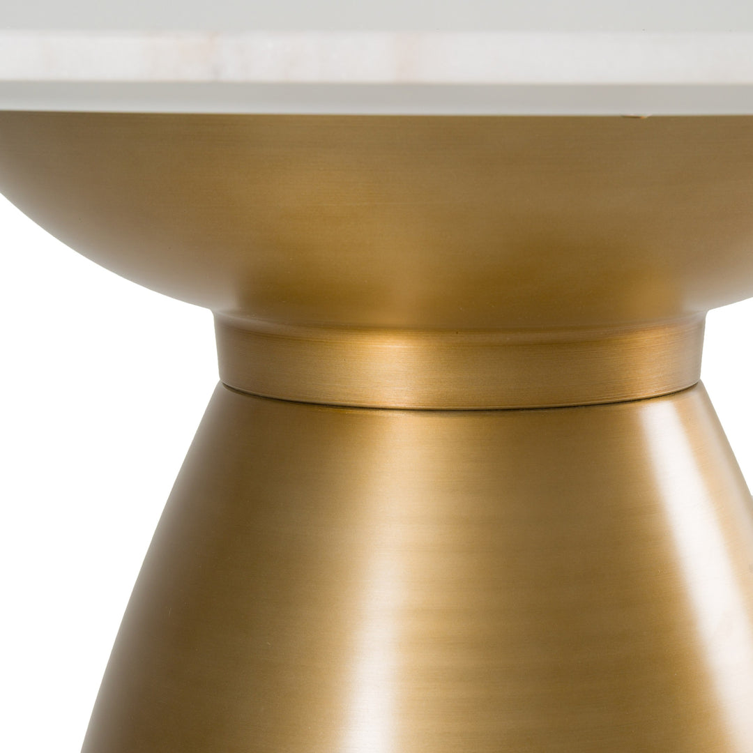 Tilly  Glam White Marble + Gold Round Dining Table