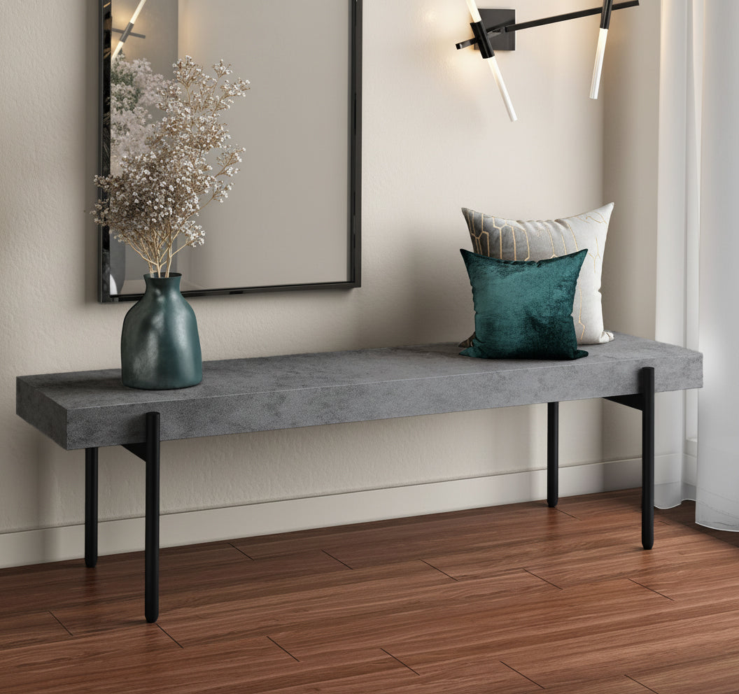 Timlin - Modern Concrete  and  Metal Bench