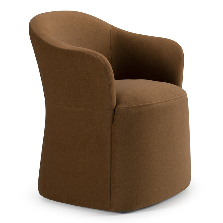 Timothy - Modern Brown Fabric Dining Chair w/ Castor Wheels