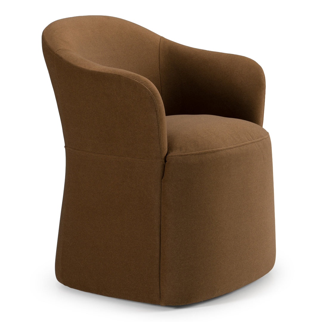 Timothy - Modern Brown Fabric Dining Chair w/ Castor Wheels