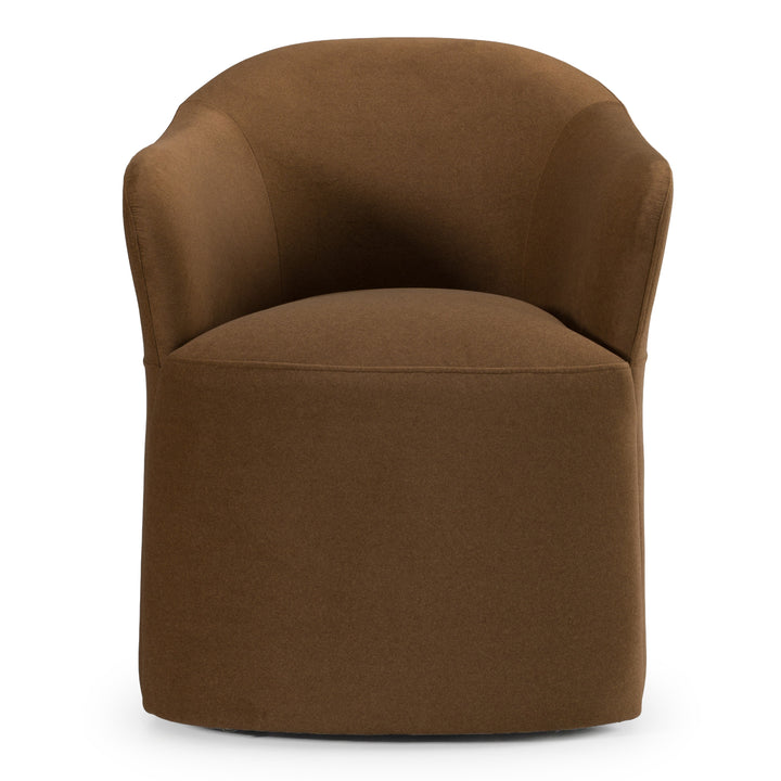 Timothy - Modern Brown Fabric Dining Chair w/ Castor Wheels