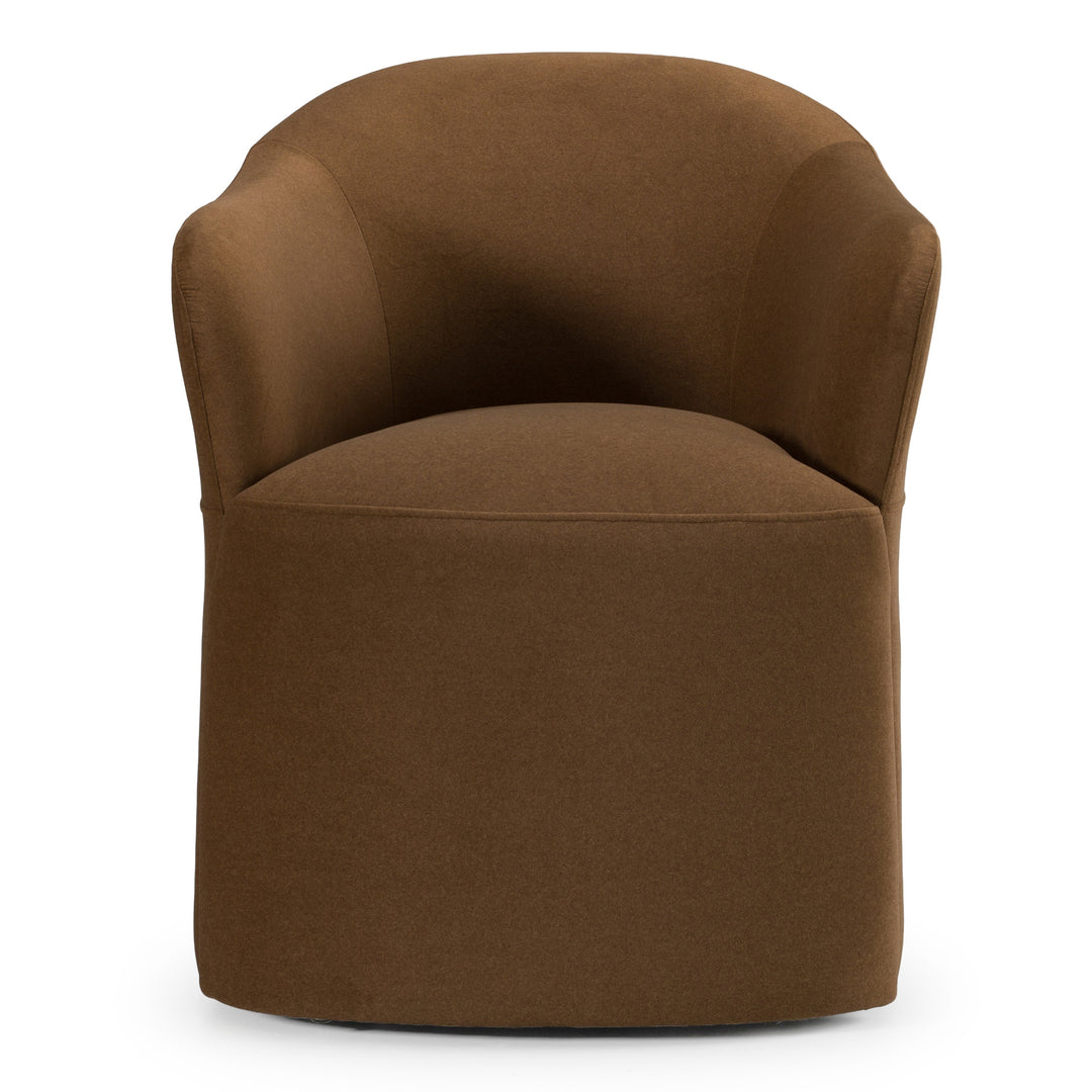 Timothy - Modern Brown Fabric Dining Chair w/ Castor Wheels