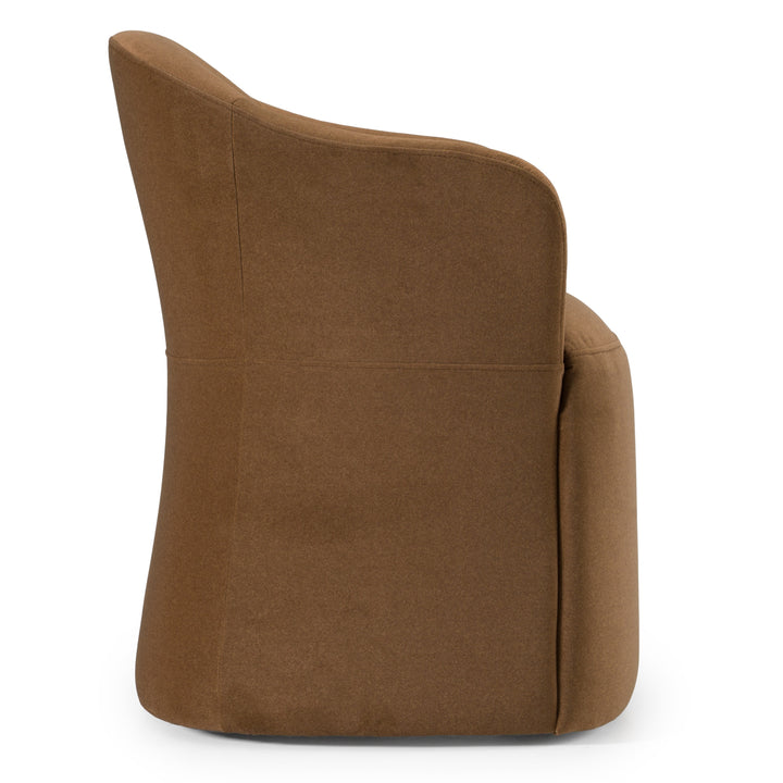 Timothy - Modern Brown Fabric Dining Chair w/ Castor Wheels
