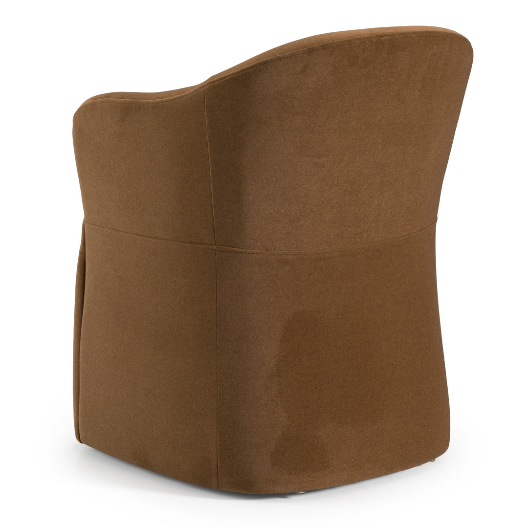 Timothy - Modern Brown Fabric Dining Chair w/ Castor Wheels