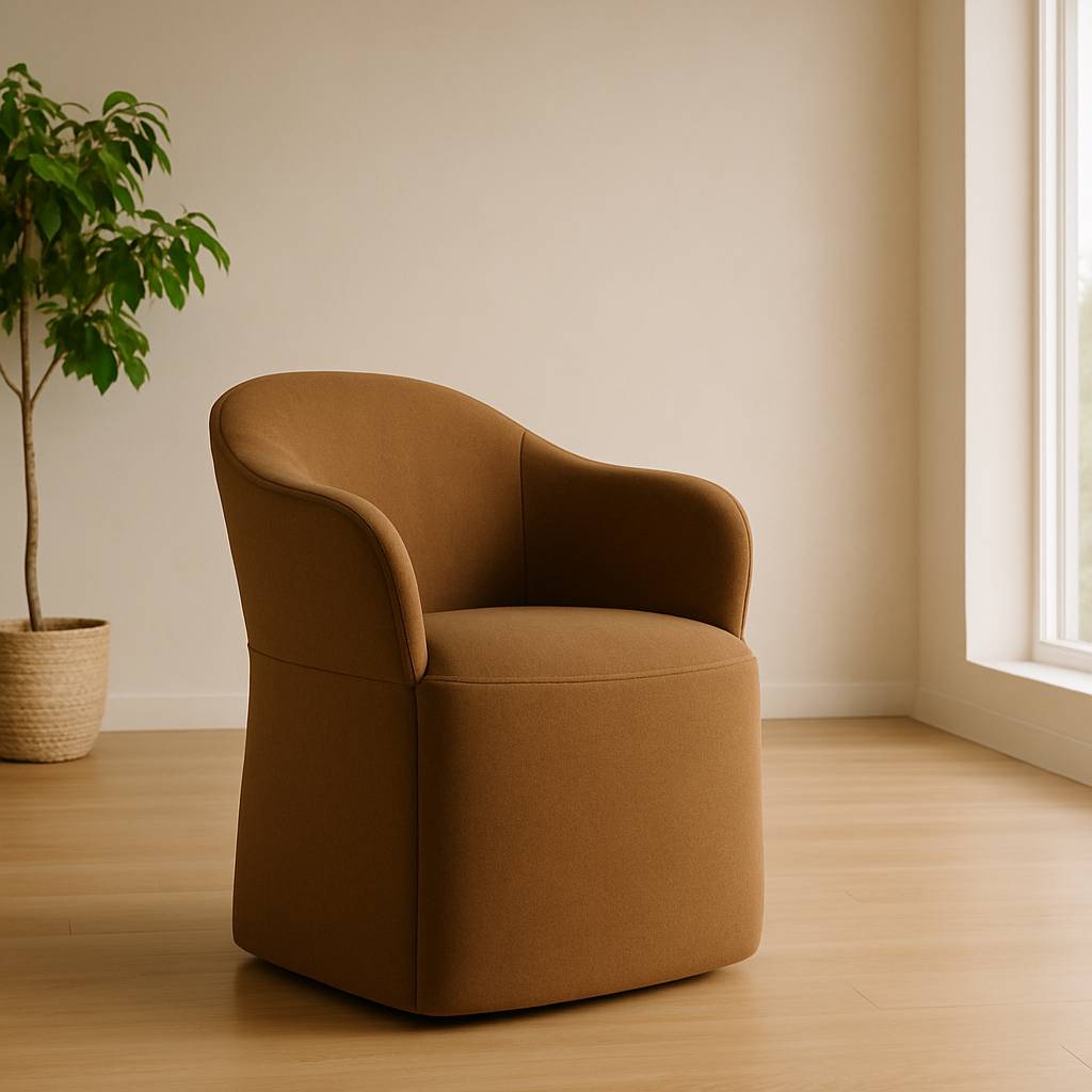 Timothy - Modern Brown Fabric Dining Chair w/ Castor Wheels