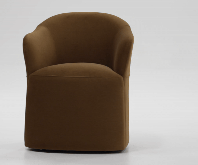 Timothy - Modern Brown Fabric Dining Chair w/ Castor Wheels