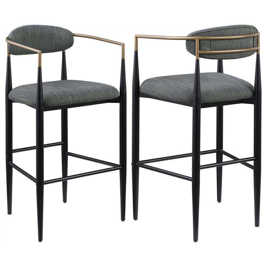 Tina - Fabric Upholstered Bar Chair (Set of 2) - Dark Gray Stool Set modern furniture Contempo Furniture