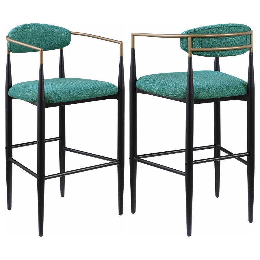 Tina - Fabric Upholstered Bar Chair (Set of 2) - Green Stool Set modern furniture Contempo Furniture