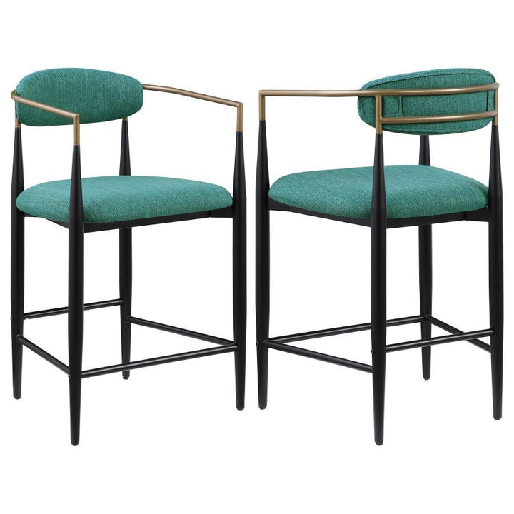 Tina - Fabric Upholstered Counter Chair (Set of 2) - Green Stool Set modern furniture Contempo Furniture