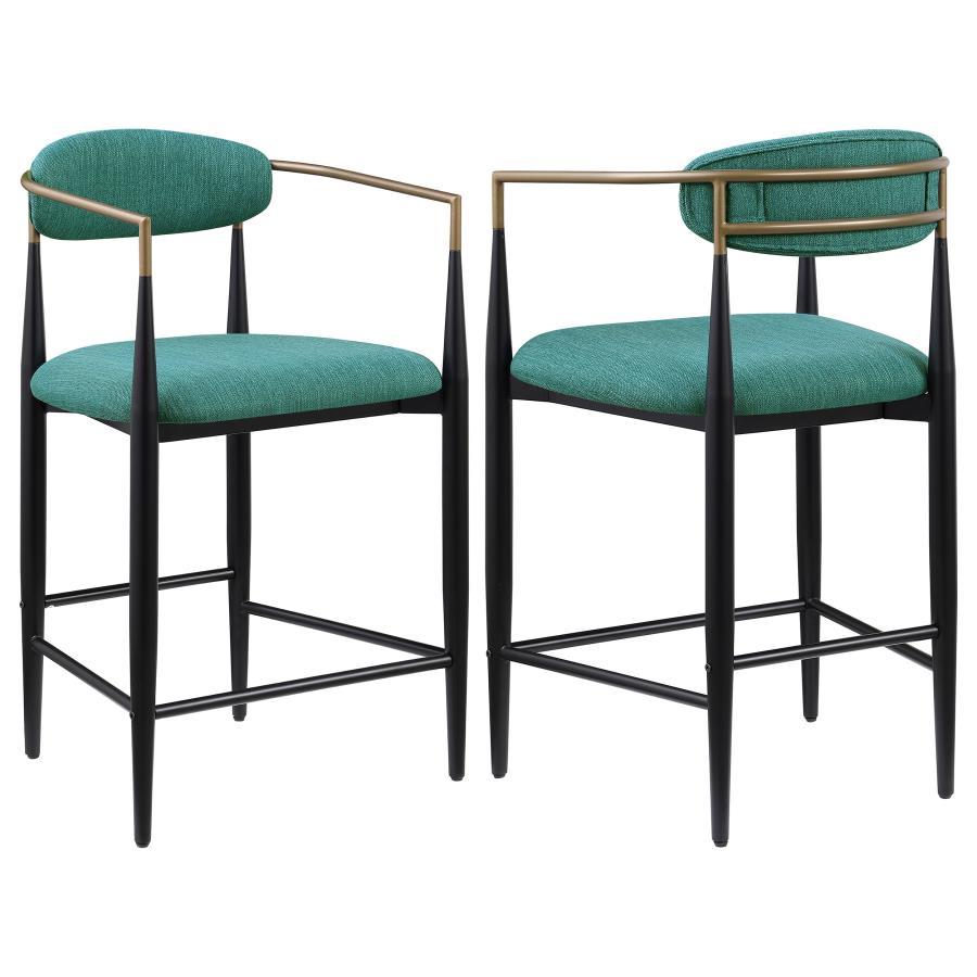 Tina - Fabric Upholstered Counter Chair (Set of 2) - Green Stool Set modern furniture Contempo Furniture